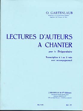 Lectures d'auteurs à chanter à 1 ou 2 voix avec accompagnement - Préparatoire